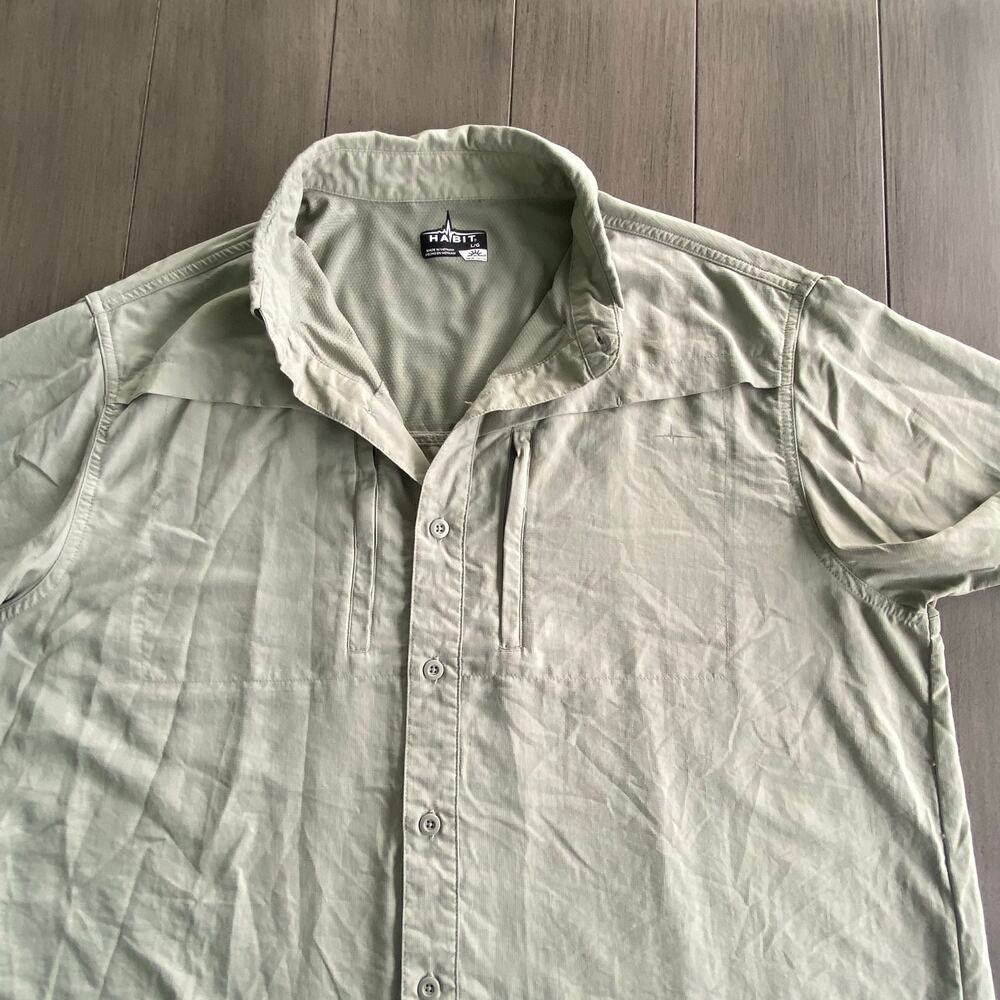 Habit Men’s Outdoor Shirt • Large • Green • Vented Mesh • UPF • Short Sleeve - Picture 4 of 7